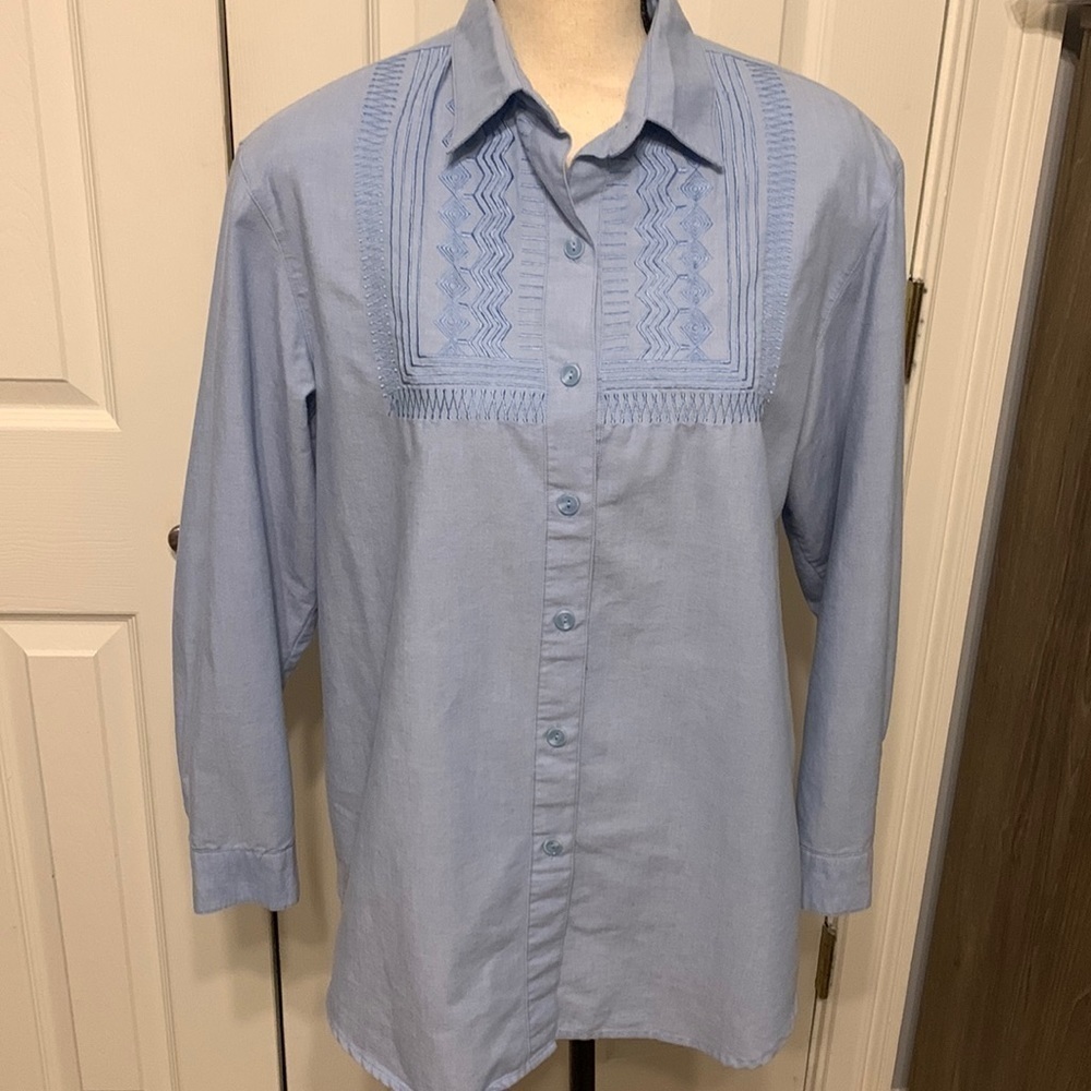 Alfred Dunner Embroidered Button Up Shirt